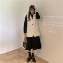 韓国ファッション 2点セット ワンピース スーツ ベスト カジュアル[K](T)