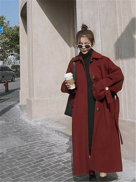 レディースAW物長袖ロング丈ロングコートトレンチコートコート(T)