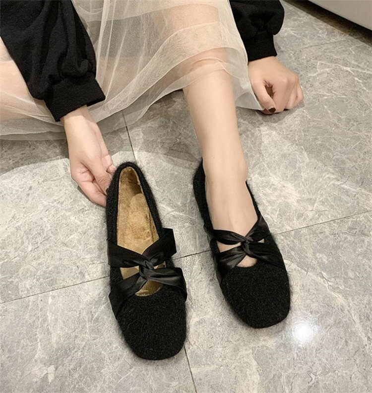 韓国ファッション ラウンドトゥ 靴 裏起毛 スリップ 可愛い系(T)