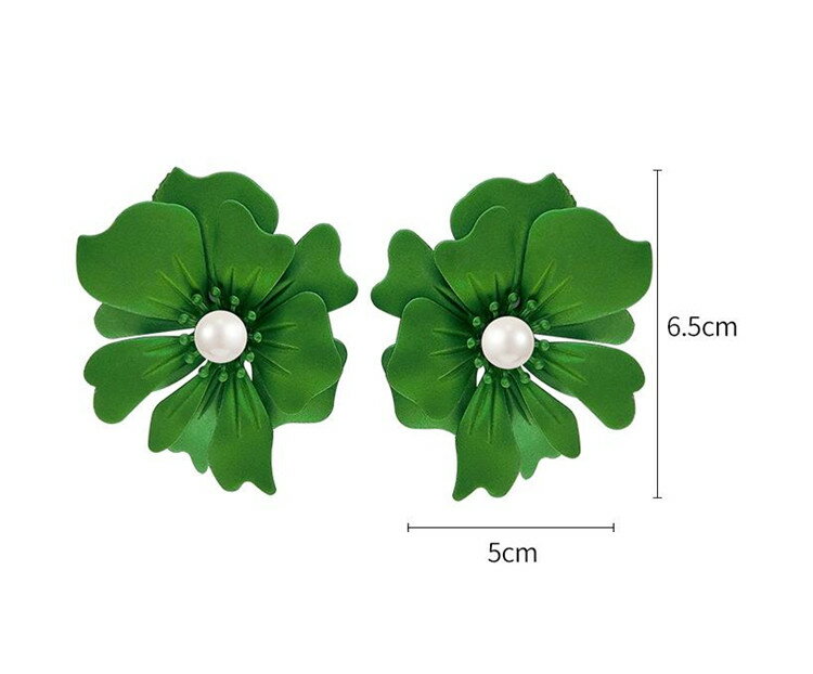 シンプル 花びら イヤリング ギャザリング 合金 花柄[K](T)