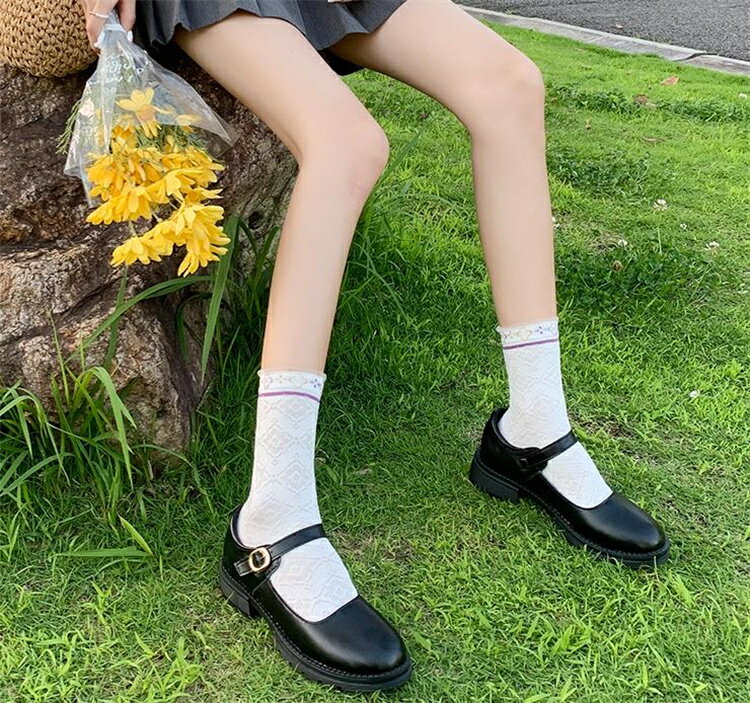蝶結び メリージェーン 薄いスタイル 靴 太いヒール[K](T) 1