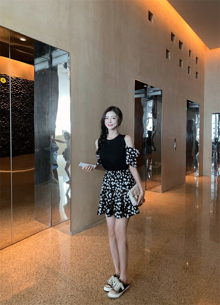 キャンペーン セット デイジー Tシャツ スカート オフショルダー ハイウエスト[K](T)