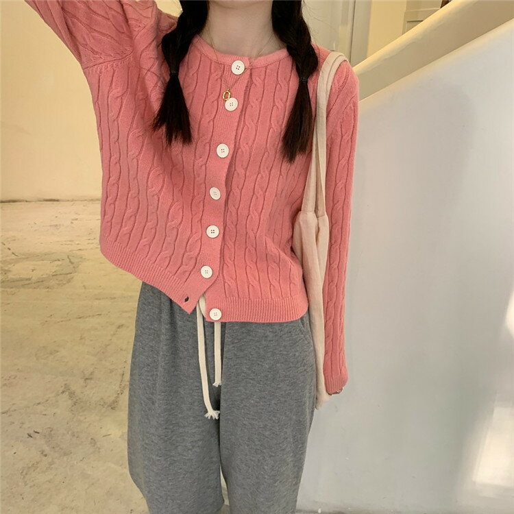 スリム トレンド 女性 レトロ カーディガン ニットトップス ヤングスタイル(T)