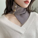 ニット スヌード オールマッチ 装飾 暖かさ 頸部保護 ボタン 小さなスカーフ[K](T)