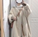 韓国ファッション レトロ 子羊の毛 フード付き コート[K](T)