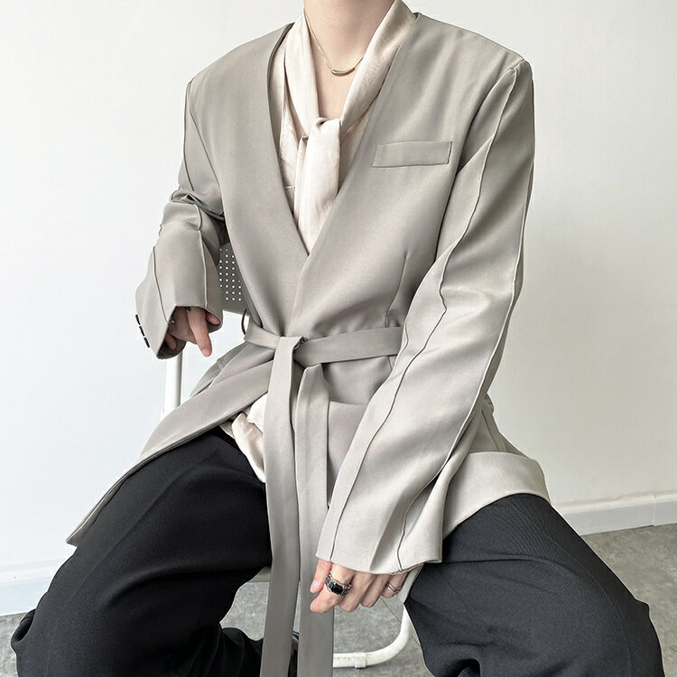 韓国ファッション コート スーツ ゆったり レースアップ 快適 Tステージ[K](T)