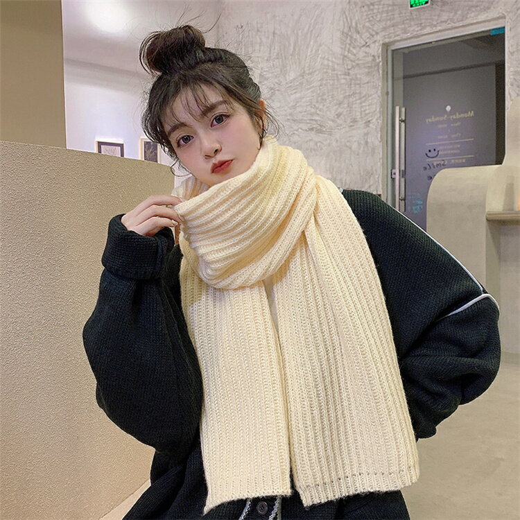かわいい ガーリー 厚い 暖かい ニット スカーフ ロング[K](T)
