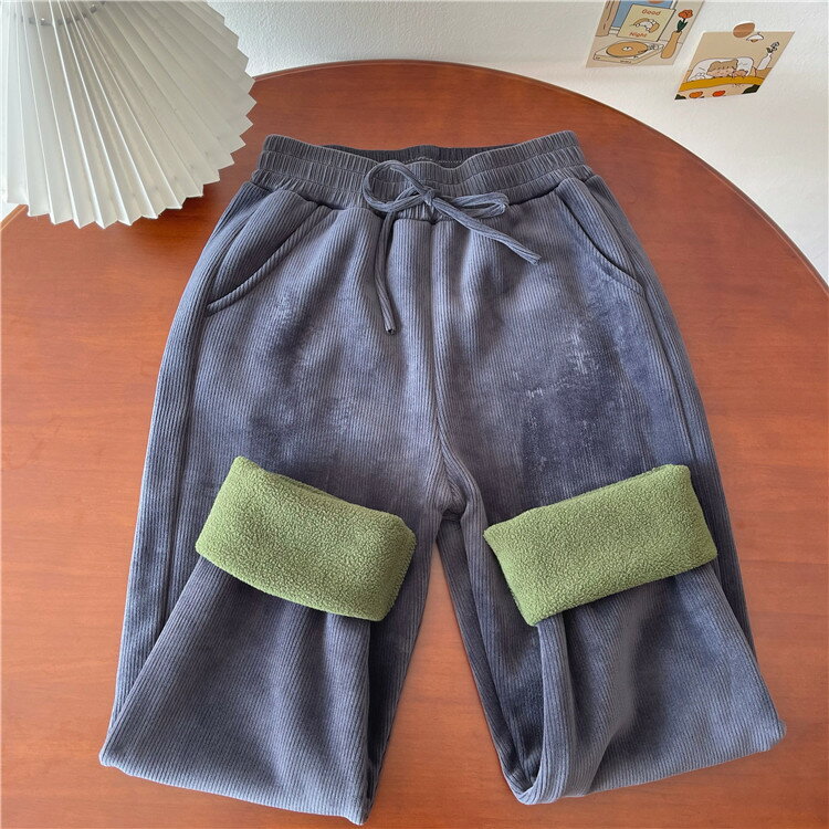 韓国ファッション ワイドパンツ ロングパンツ ピュアカラー カジュアルパンツ 伸縮性のあるウエスト(T)