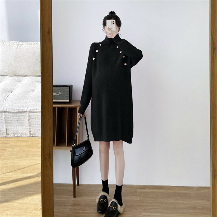 清?而迷人 韓国ファッション セーター マタニティウェア タートルネック ニット[K](T)