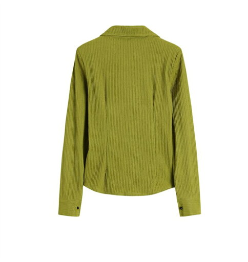 レトロ Vネック 春 ラペル シャツ (T) レトロ Vネック 春 ラペル シャツ (T)