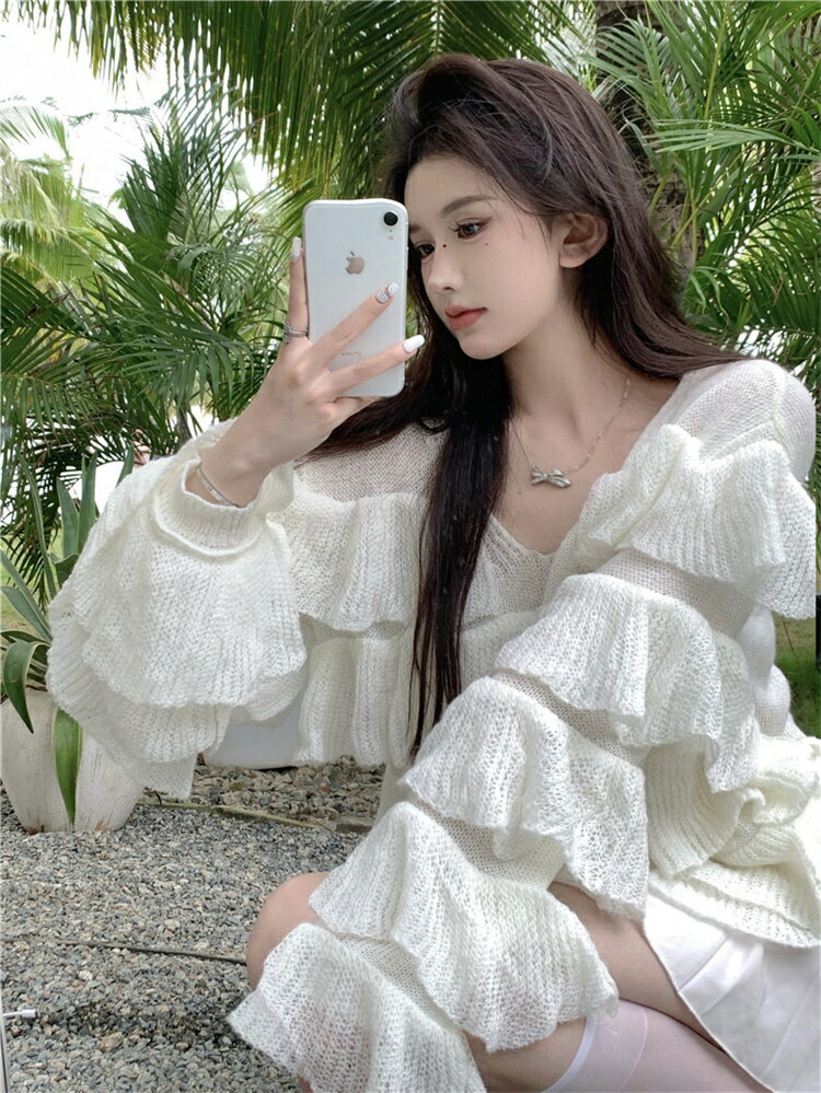 ニットトップス セーター ケーキ プリーツスリーブ お出かけ[K](T)