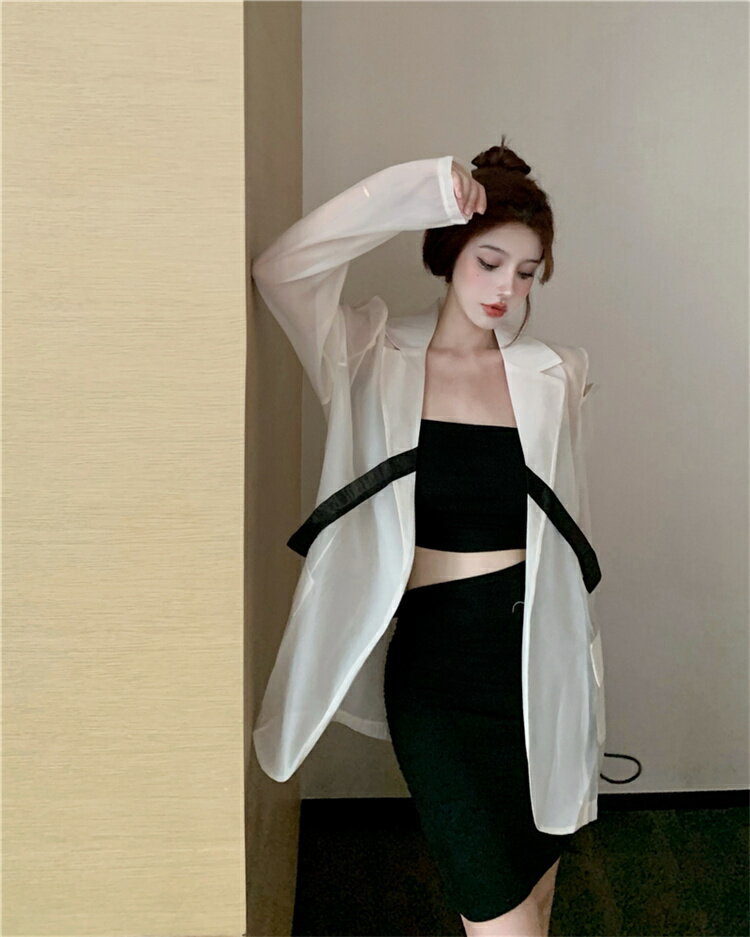 おしゃれ オフショルダー チュール 日焼け防止 スーツジャケット[K](T)