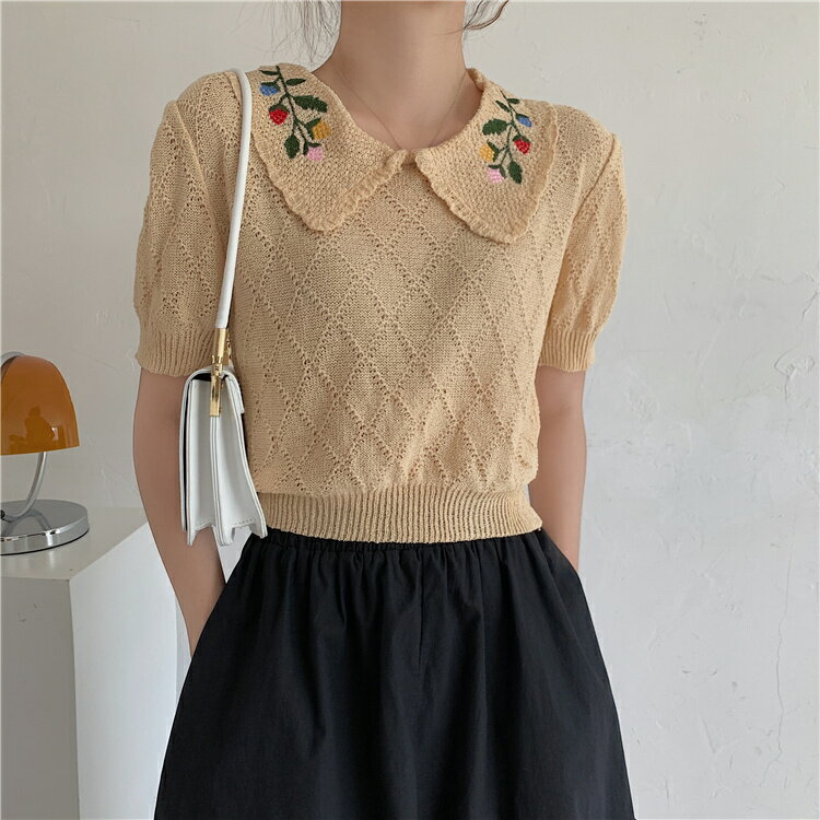 高見え 上品 肌にやさしい ニットトップス 半袖 快適[K](T)