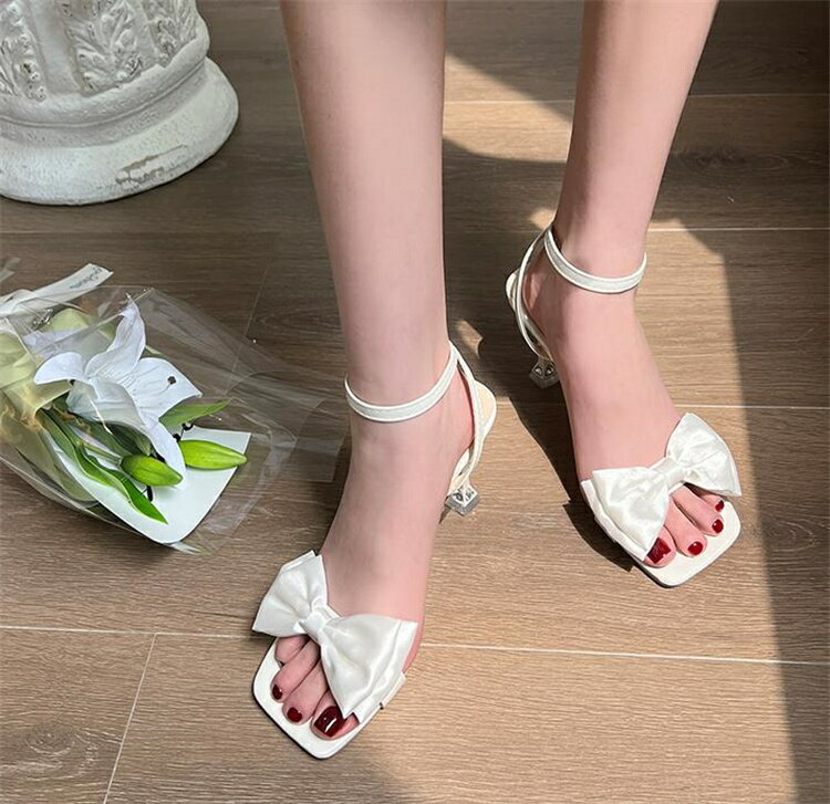 サンダル ハイヒール スティレット 蝶結び スクエアトゥ[K](T)