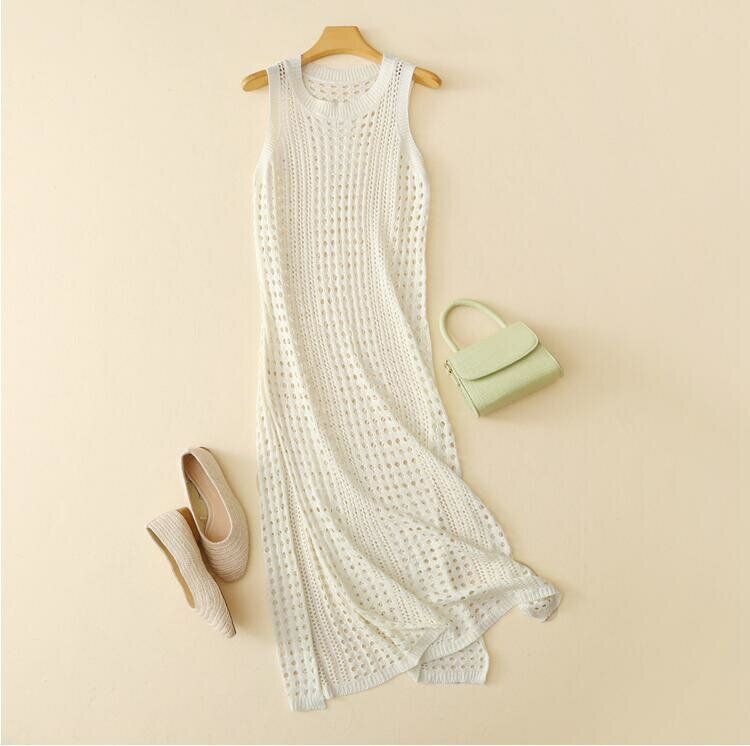 オシャレ スリット ワンピース 袖なし スリムフィット[K](T)