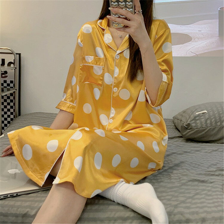 韓国ファッション レディース パジャマ 薄手 カーディガン シャツ セクシー[K](T)