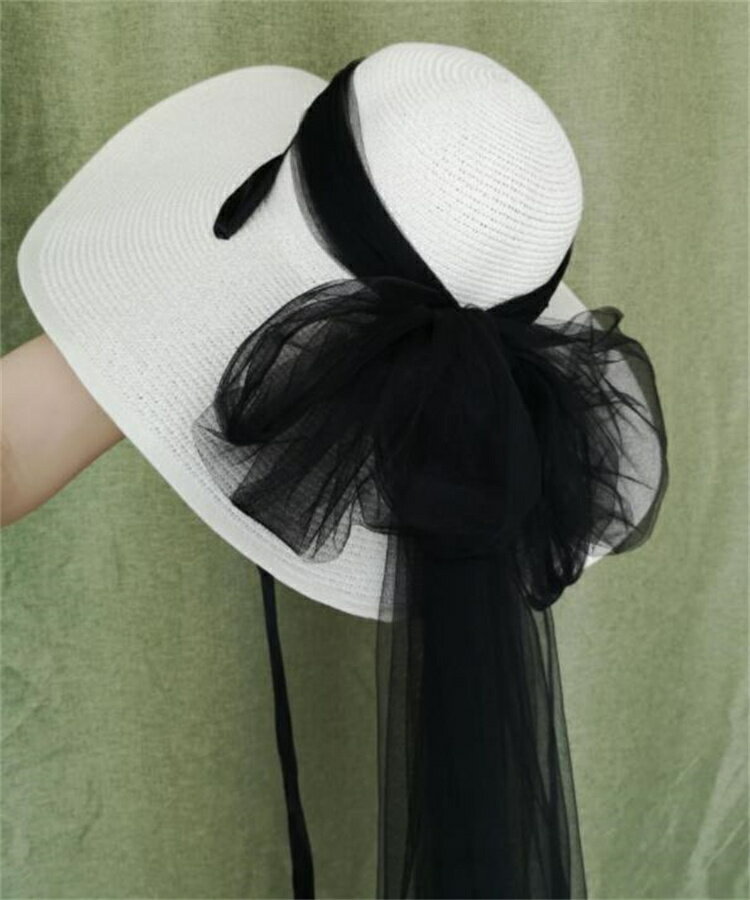 帽子 ストラップ レース 防風 レトロ 黒ガーゼ シェード[K](T)