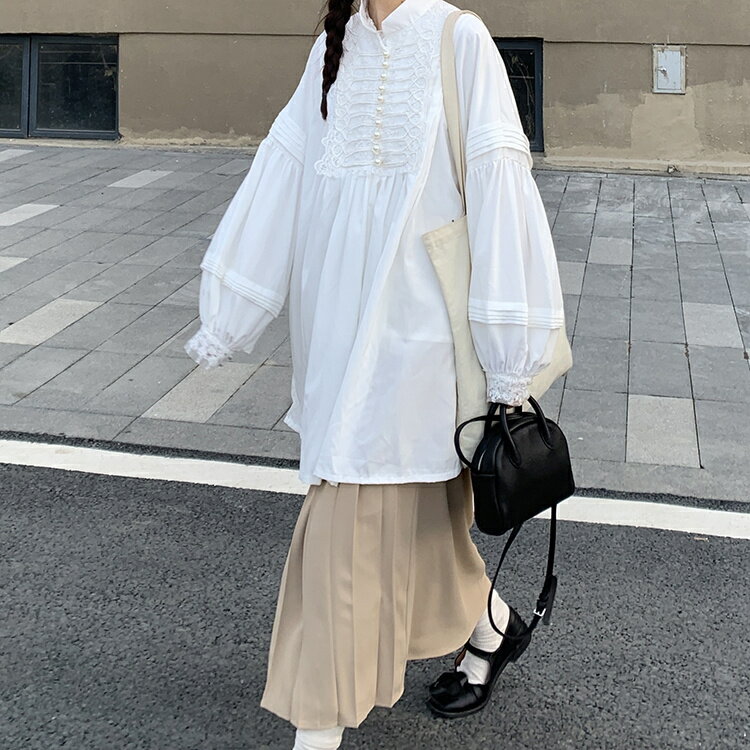 ワンピース レディース フレンチ レトロ 宮廷風 高級感 豪華刺繍 フリル レース 切り替え スリムフィット エレガント Aライン スタンドカラー 長袖 ラッパ袖 ハイウエスト ミモレ丈 通勤スタイル 清楚 上品 浅米色