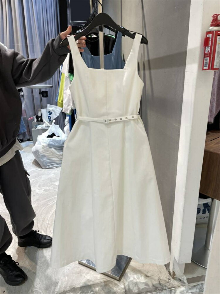 キャミワンピ エレガント スクエアネック ベルト[K](T)