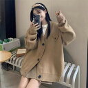 韓国ファッション セーター カーディガン Vネック 上着 コート ボタン 快適[K](T)
