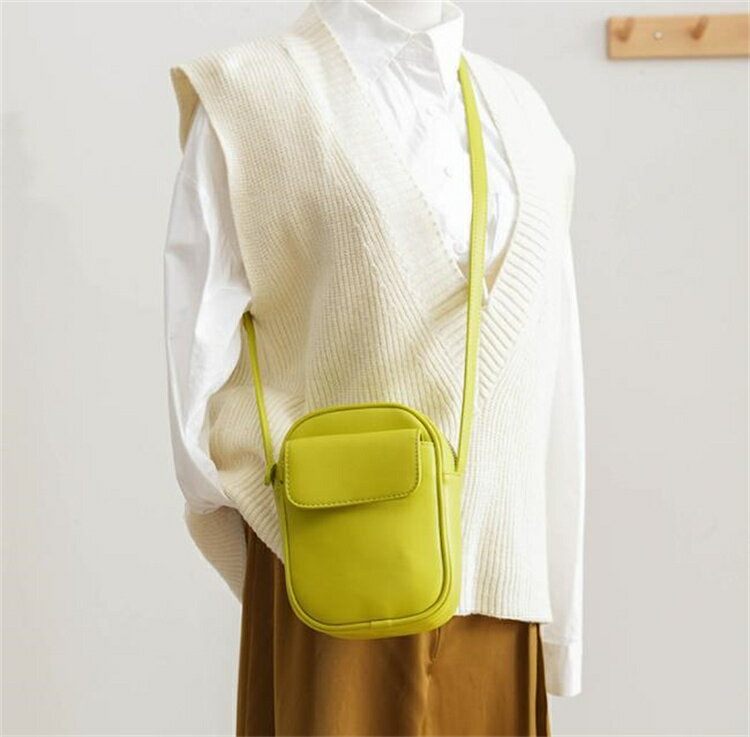 縦型 携帯バッグ ミニ 斜めクロスバッグ ショルダーバッグ[K](T)