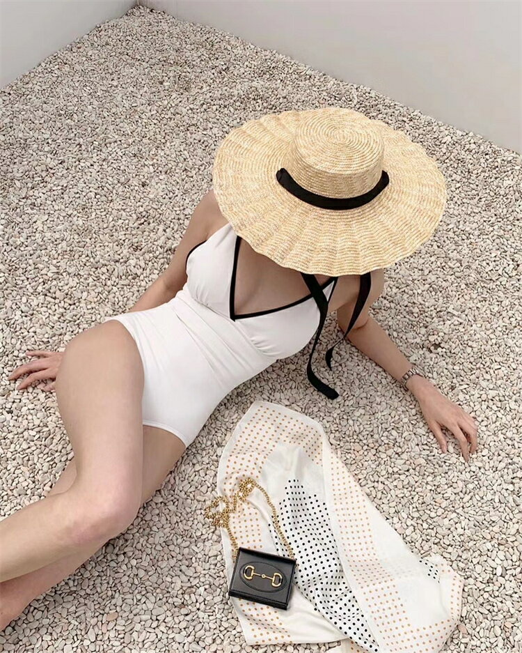 セクシー 背中透け感スリムフィット ギャザリング レトロ シンプル ワンピース 水着[K](T)