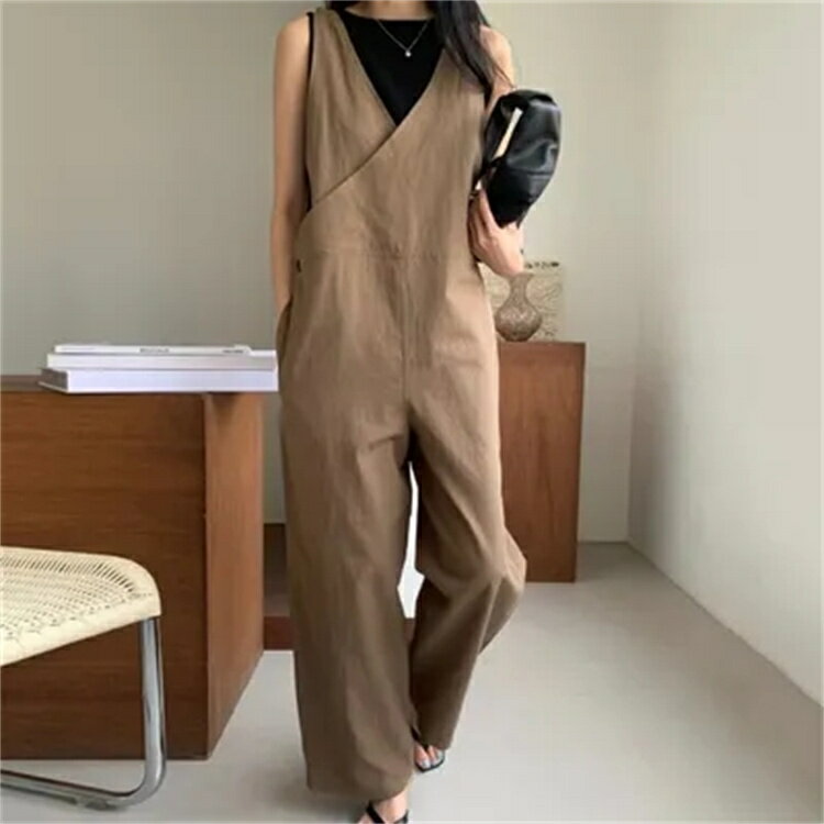 サロペット シンプル 交差する オールインワン (T)