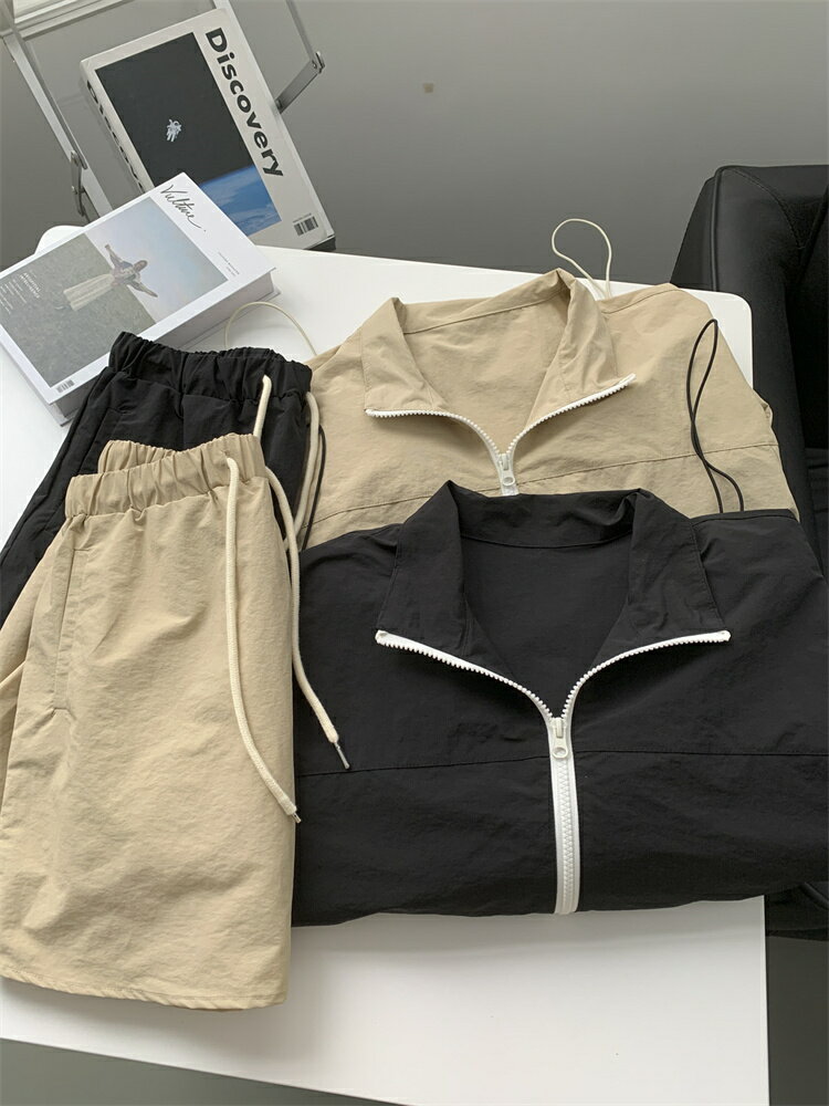 コート 防風ジャケット ハイウエスト カジュアル ミニスカート 2点セット[K](T)