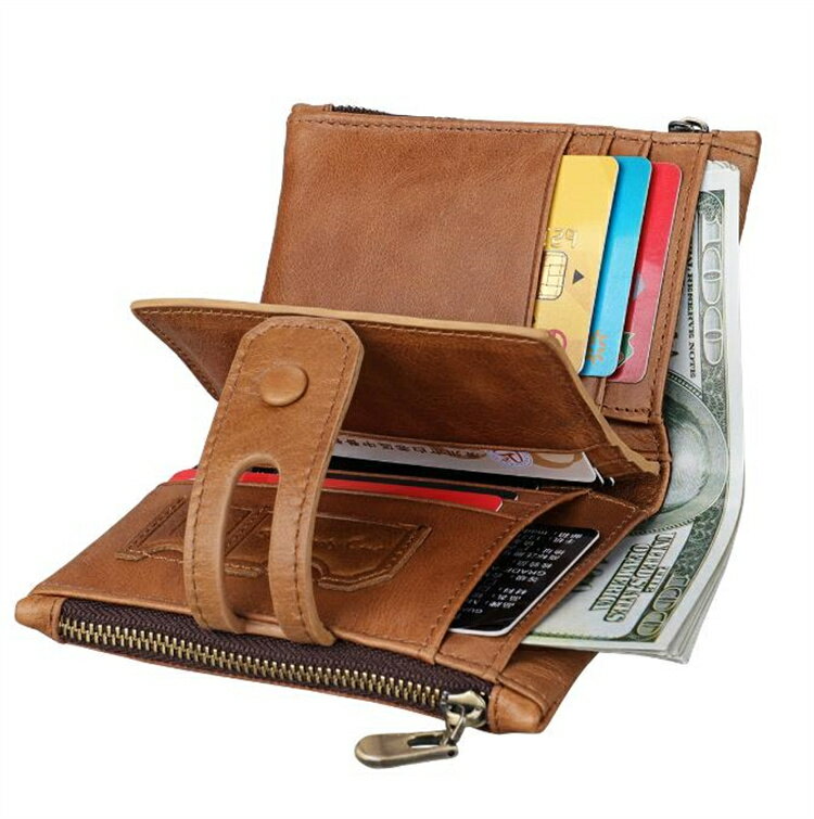 財布 二つ折り 本革 防犯ブラシ オシャレ メンズ レザー 男女兼用 牛革財布[K](T)