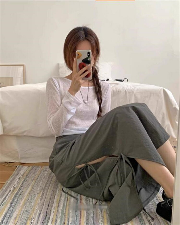 ロングスカート ハイウエスト スリム (T)