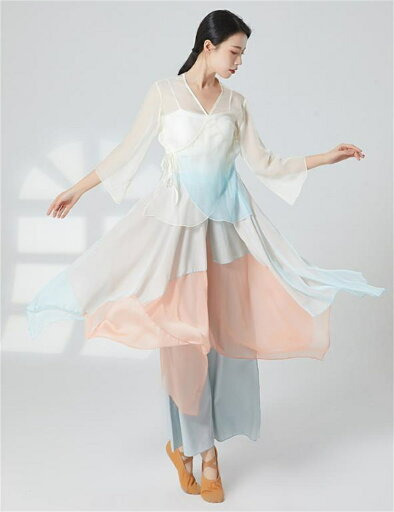 INSスタイル ワイドパンツ 中国舞踊表演服 (T)