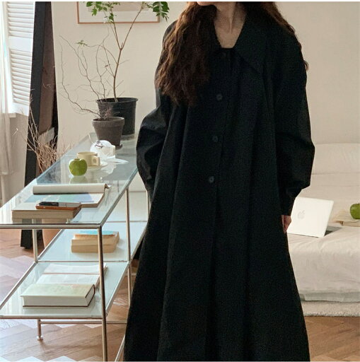 ロングスカート トレンド 一列ボタン シャツワンピース (T) ロングスカート トレンド 一列ボタン シャツワンピース (T)