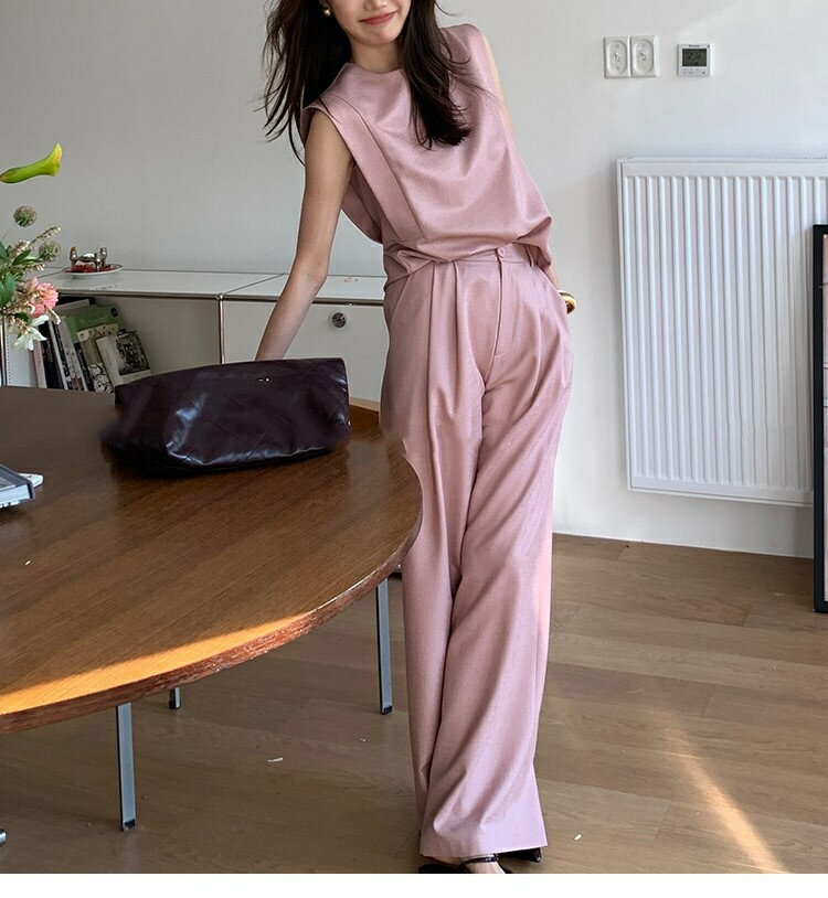 INSスタイル ロングパンツ 2点セットカジュアル (T)