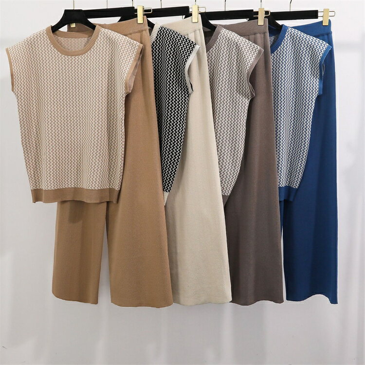 セットアップ 袖なし ニットベスト (T)