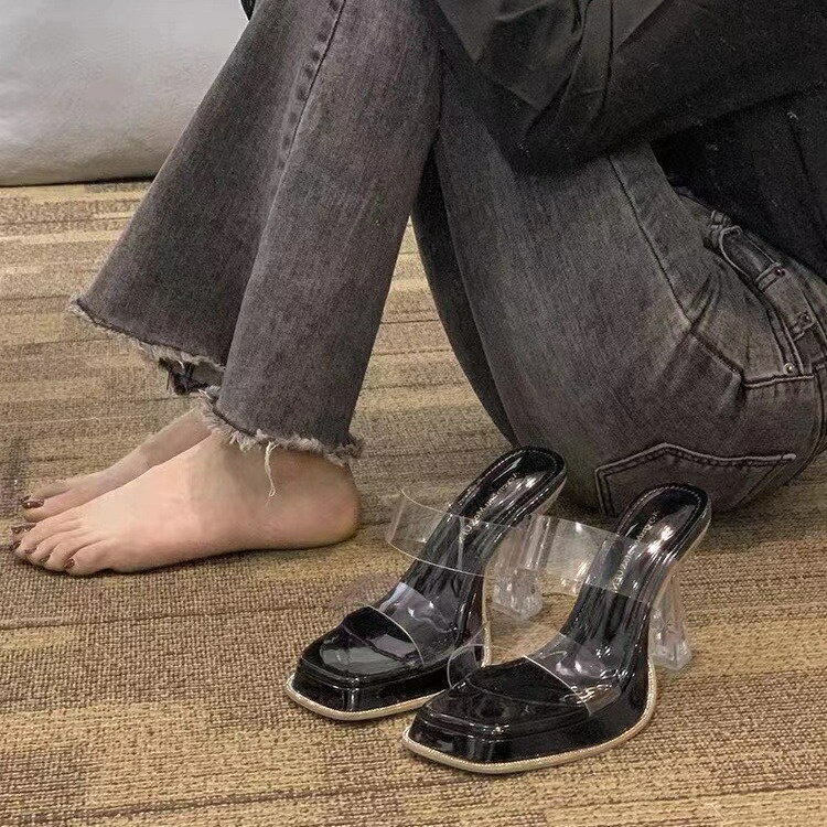 厚底高ヒールスリッパ (T)