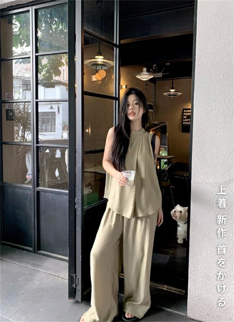 韓国ファッション ロングパンツ セットアップ 上着 (T)