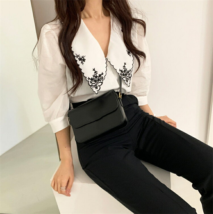 エレガントブラウス 上着 人形の襟シャツ (T)