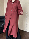 ミニマリスト ゆったりする ロングシャツワンピース (T)