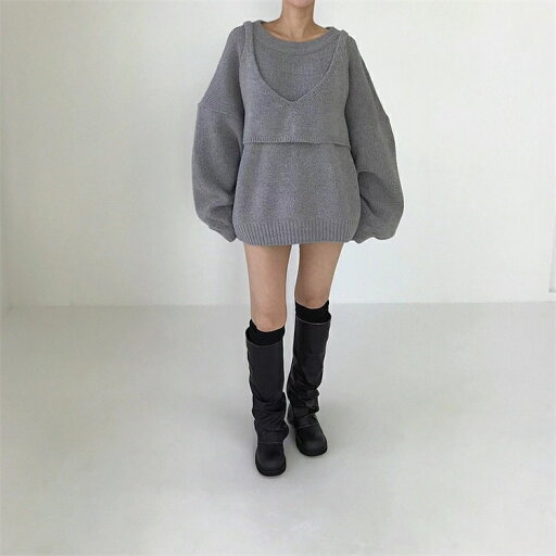 キャミワンピース ミニスカート カットソー セットアップ (T) キャミワンピース ミニスカート カットソー セットアップ (T)