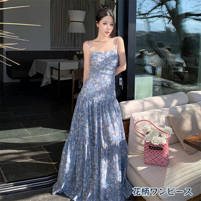 花柄ワンピースフリルワンピースビー...