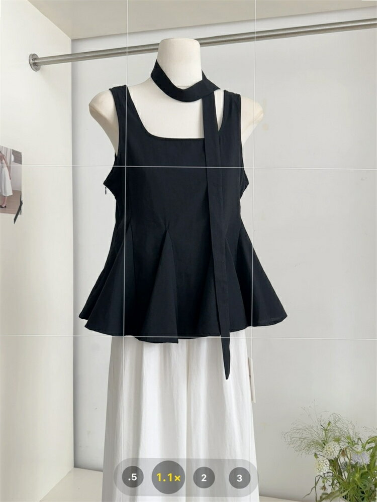 ホルターネック×ボウタイ カラーブロック格子柄タンクトップ (T)