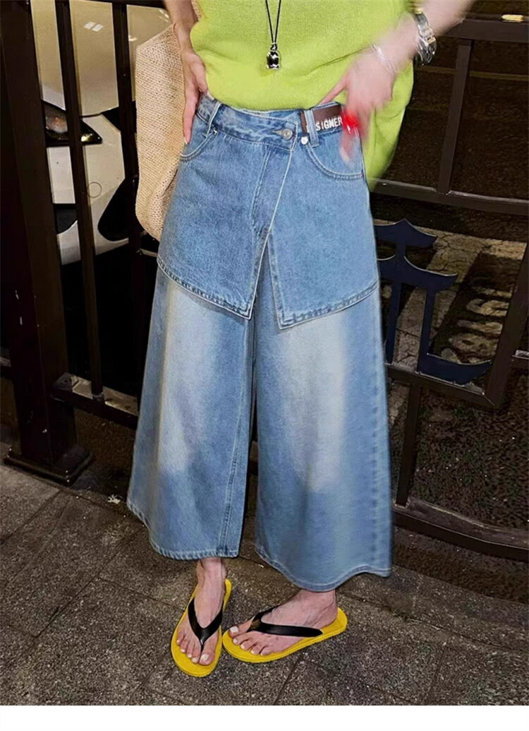 ツーウェイデザイン ヴィンテージ風 デニムパンツ (T)