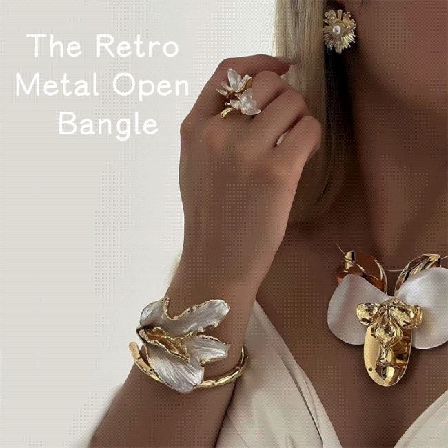 レトロメタル開口ブレスレット スズランの花模様スプレーペイント仕上げ (T)