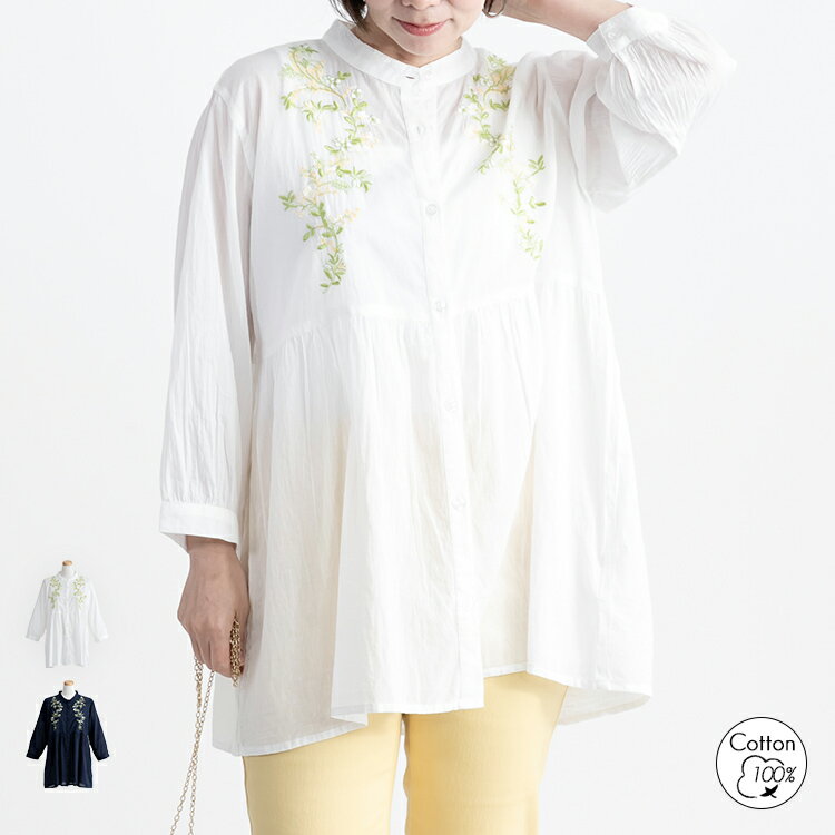 大人かわいい刺繍ブラウス (T)