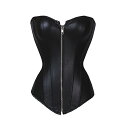 フロントチャック レザー風 ボンテージ コルセット (T)
