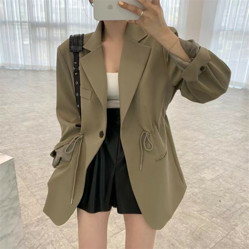 レトロ ゆったり レーシング 長袖 リボン カジュアルスーツ[K](T)