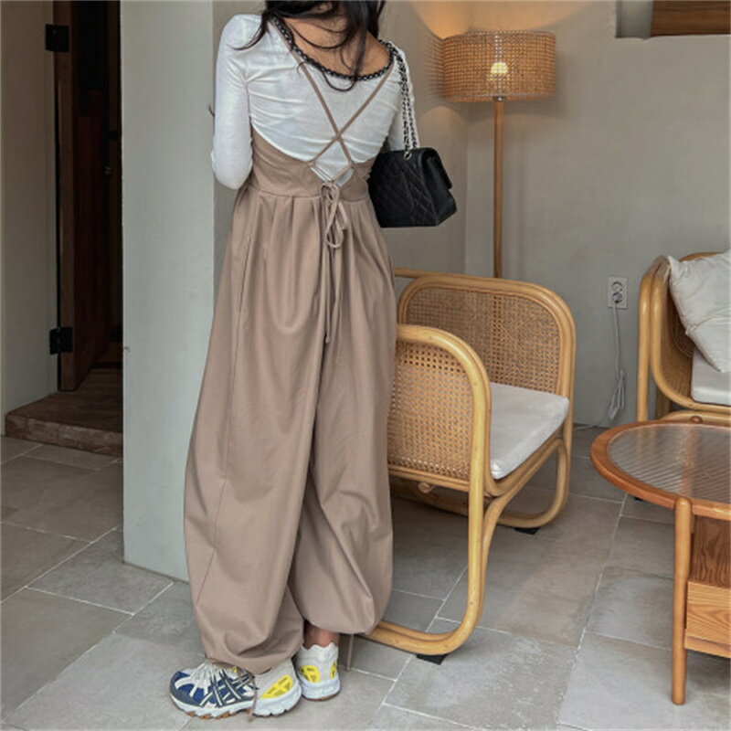 カジュアル 韓国ファッション 流行 ゆったり オールインワン[K](T)