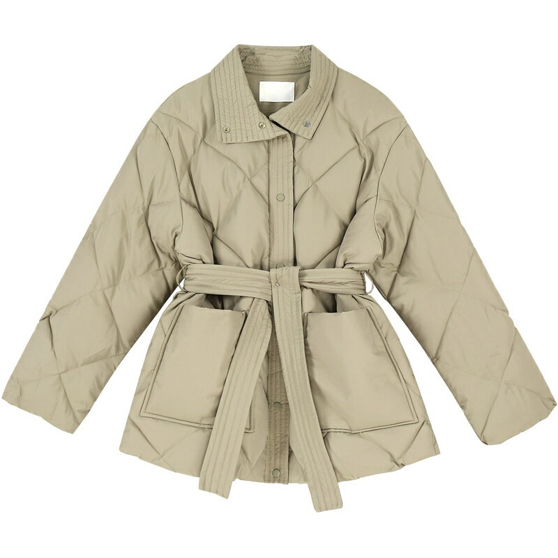 レトロ レーシング 長袖 コットン スタンドネック ダウンジャケット綿コート[K](T)