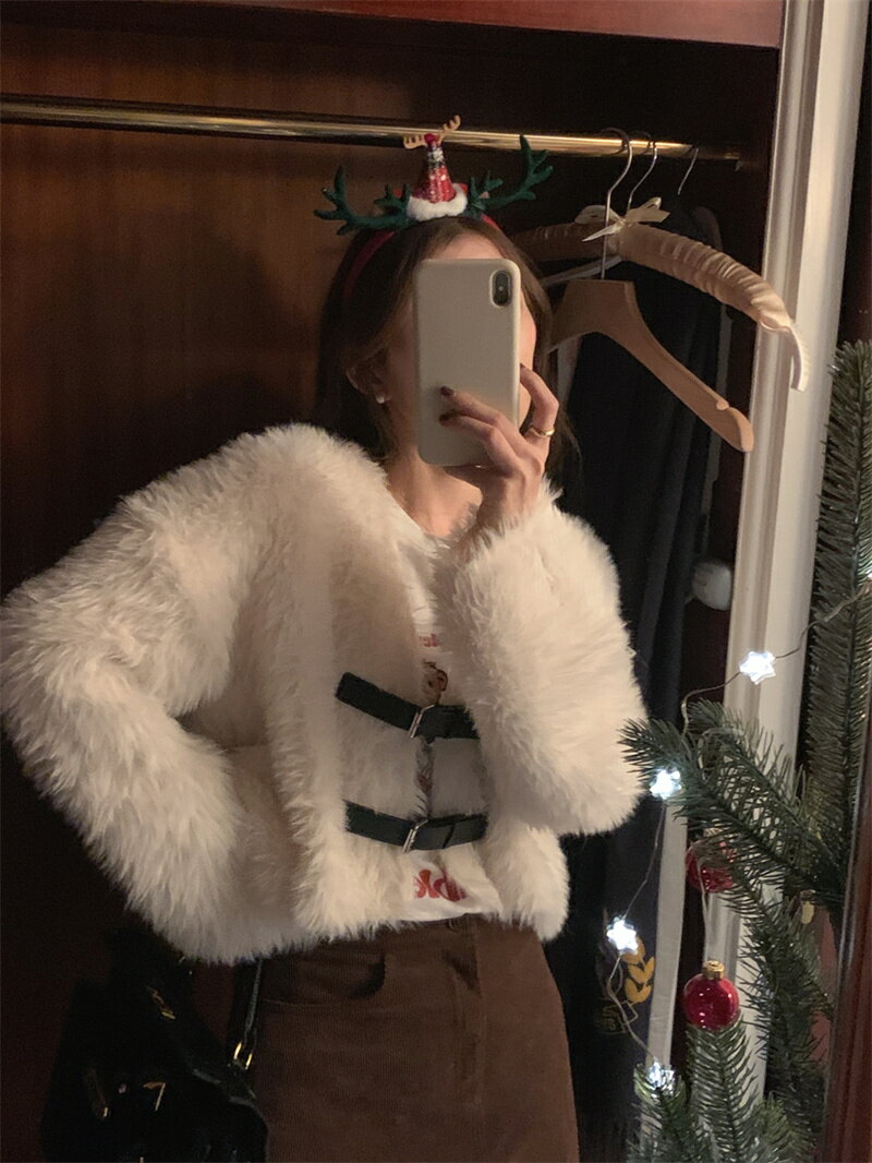 カジュアル レトロ 韓国ファッション 柔らかい印象 ふわふわ コート[K](T)