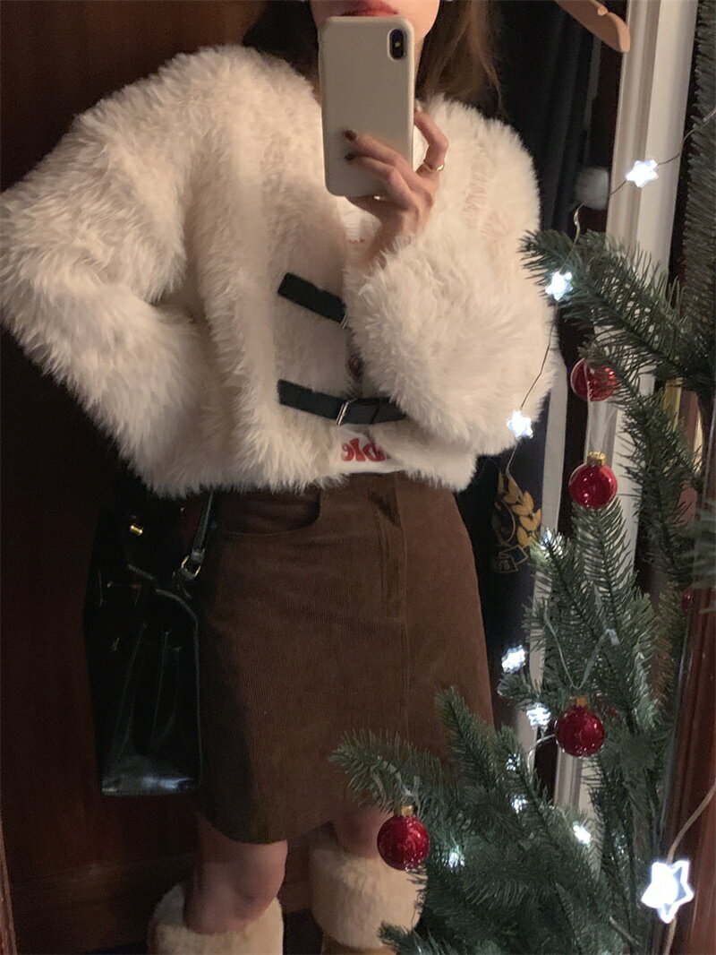 カジュアル レトロ 韓国ファッション 柔らかい印象 ふわふわ コート[K](T)